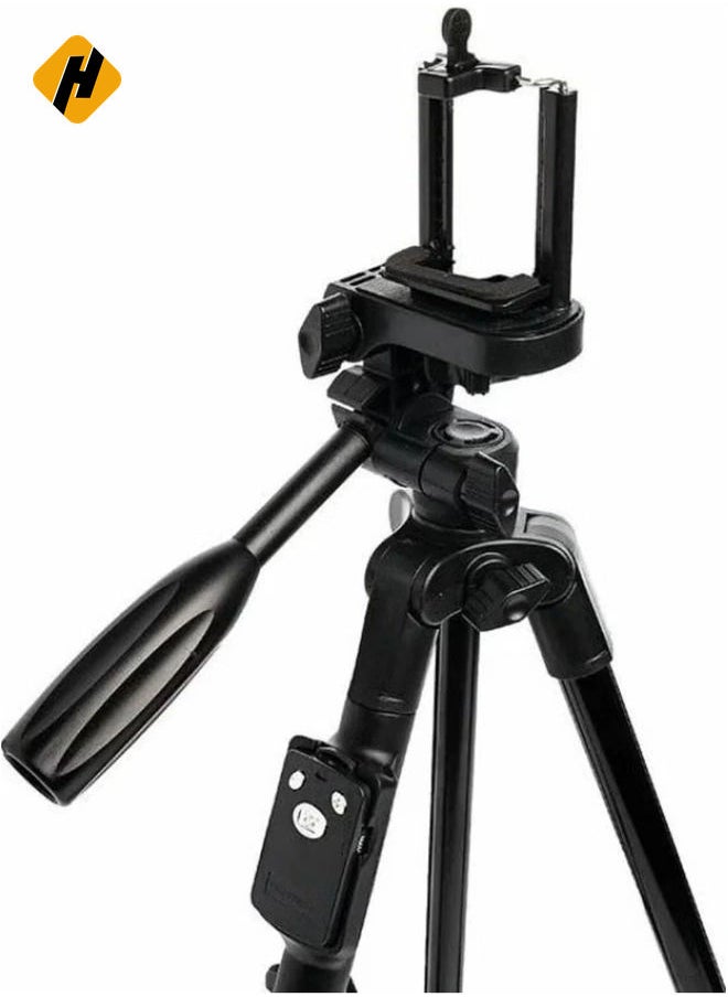 Yunteng VCT-5208 Professional Camera Tripod with Fluid Pan Head and Quick Release Plate, Lightweight Aluminum Alloy, Adjustable Height, Foldable Design