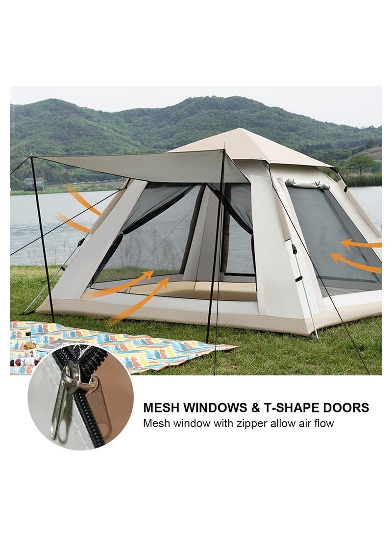 Outdoor Fully Automatic Beach Tent for 3-4 People | Speed Opening Folding Camping Tent | Double Rainproof with Front Room | Portable and Easy Setup for Camping & Beach Trips