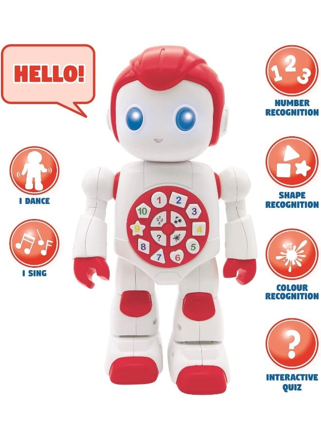 Lexibook Powerman Baby Smart Interactive Toy Learning Robot for Kids Dancing Plays Music Quiz Numbers Shapes Colors Boy Girl Junior Red/White