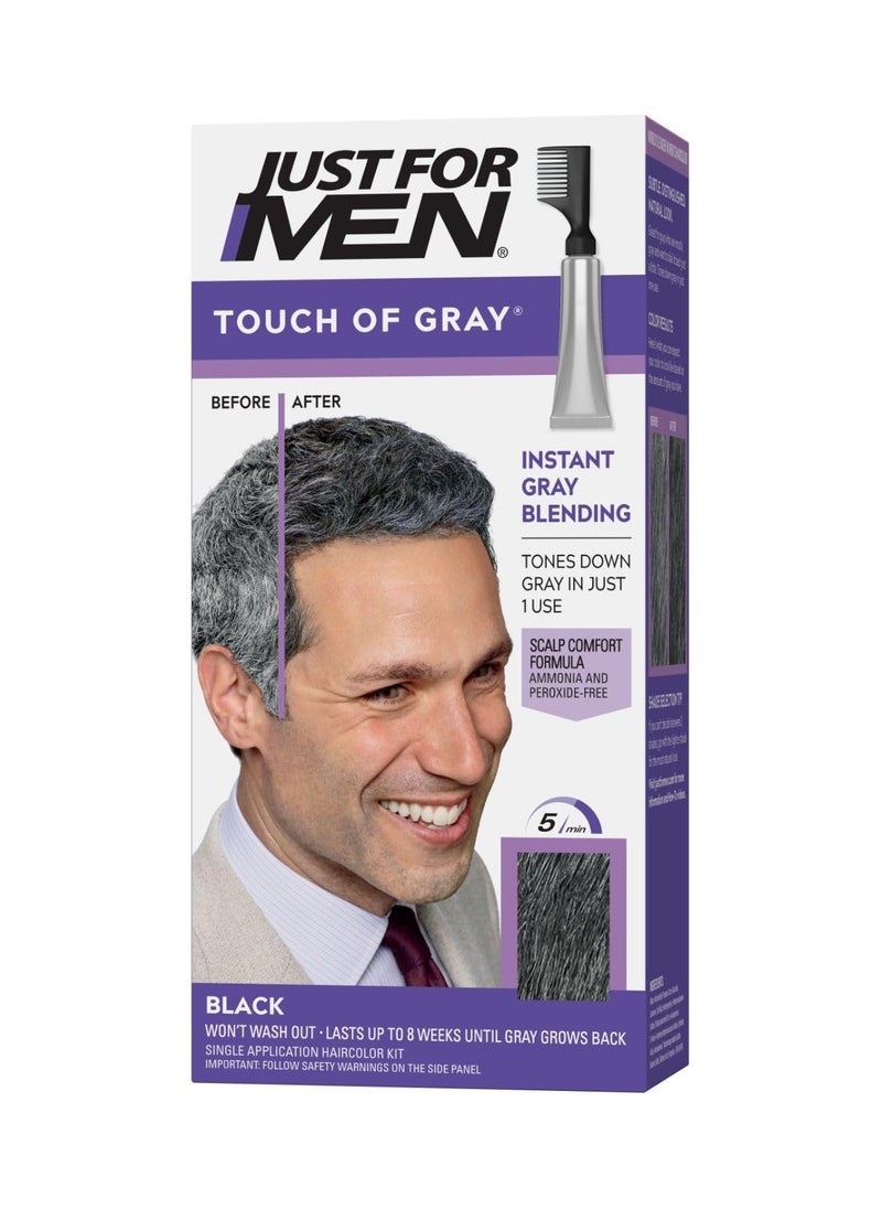 Touch of Gray Mens Hair Color Kit with Comb Applicator for Easy Application Great for a Salt and Pepper Look Black T 55 Pack of 1