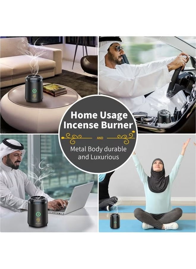 Bakoor burnur USB Mini Type-C Rechargeable Incense Burner for Car and Home – Compact and Stylish, Black