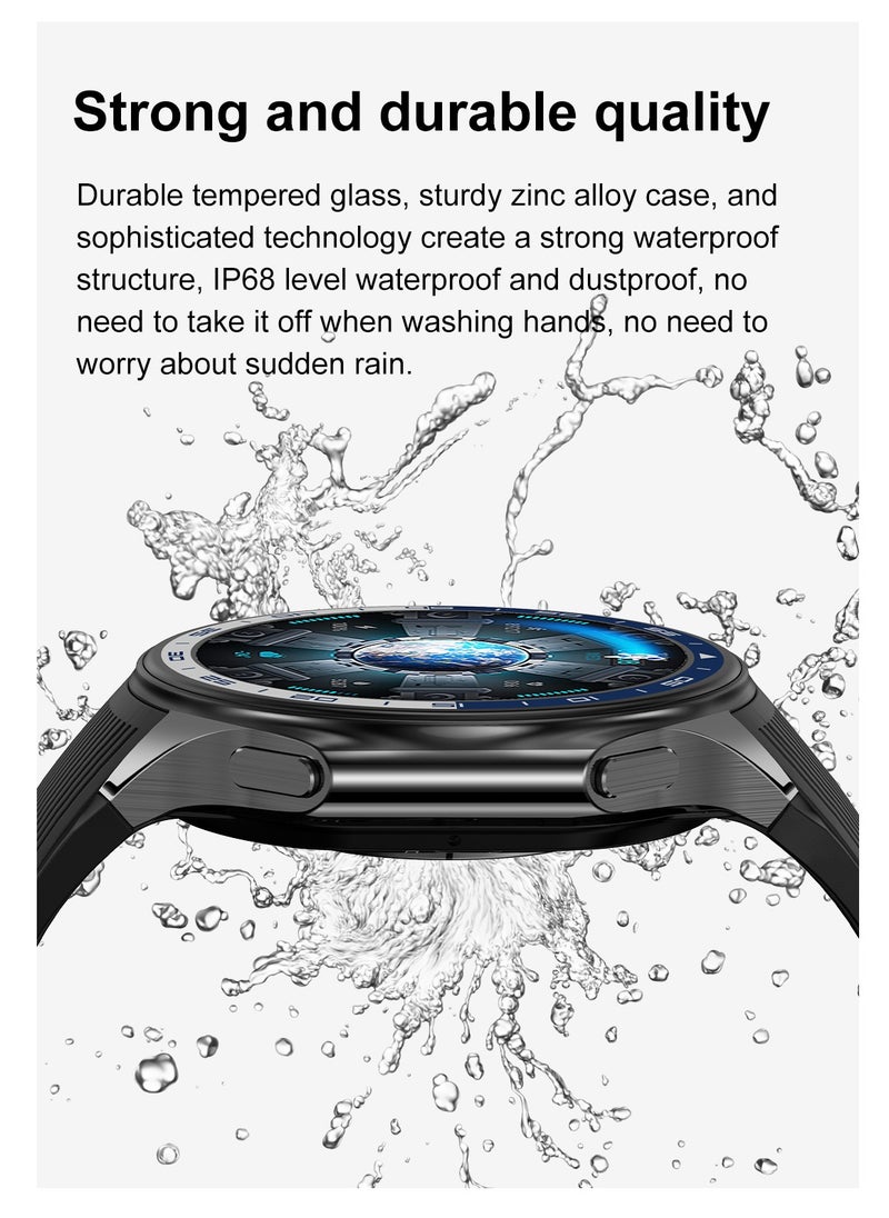 Men's smart watch 1.43 AMOLED HD screen Bluetooth call activity tracker heart rate monitor IP68 waterproof compatible with Android and iOS, sports and fitness watches，Watch DT Watch X Black Tape