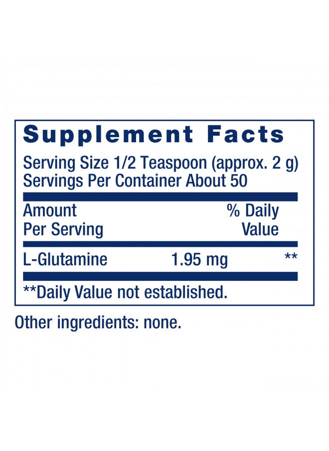 Life Extension L-Glutamine Powder, amino acid, supports muscle health and immune health, gluten-free, non-GMO, vegetarian, 100 grams