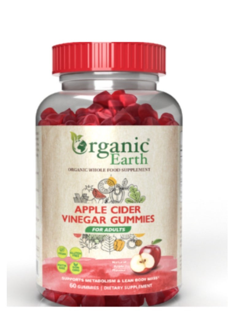 Organic Earth Apple cider Vinegar Gummies for adults 60’s