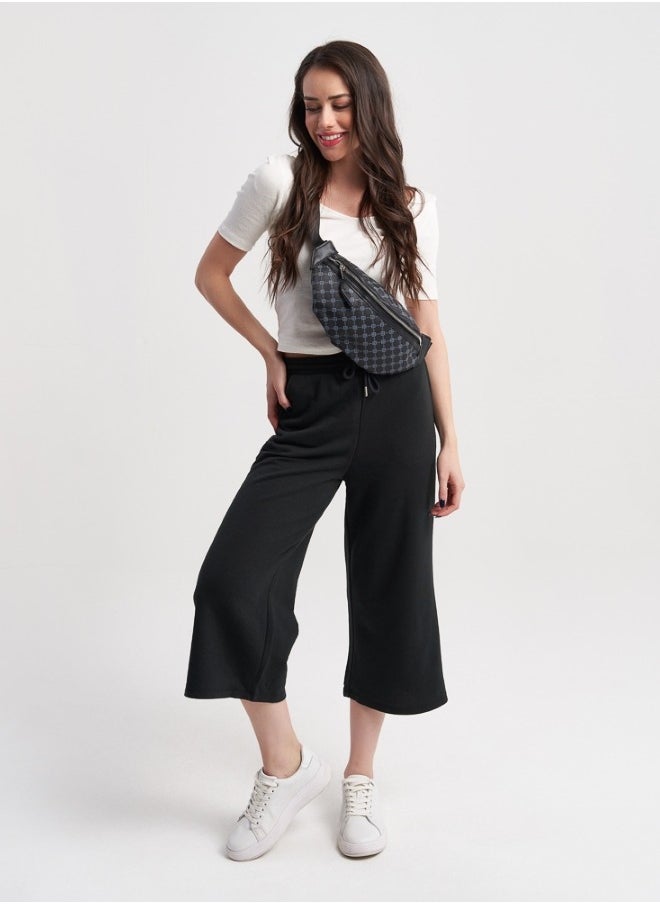 Black Wide-Leg Cropped Pants