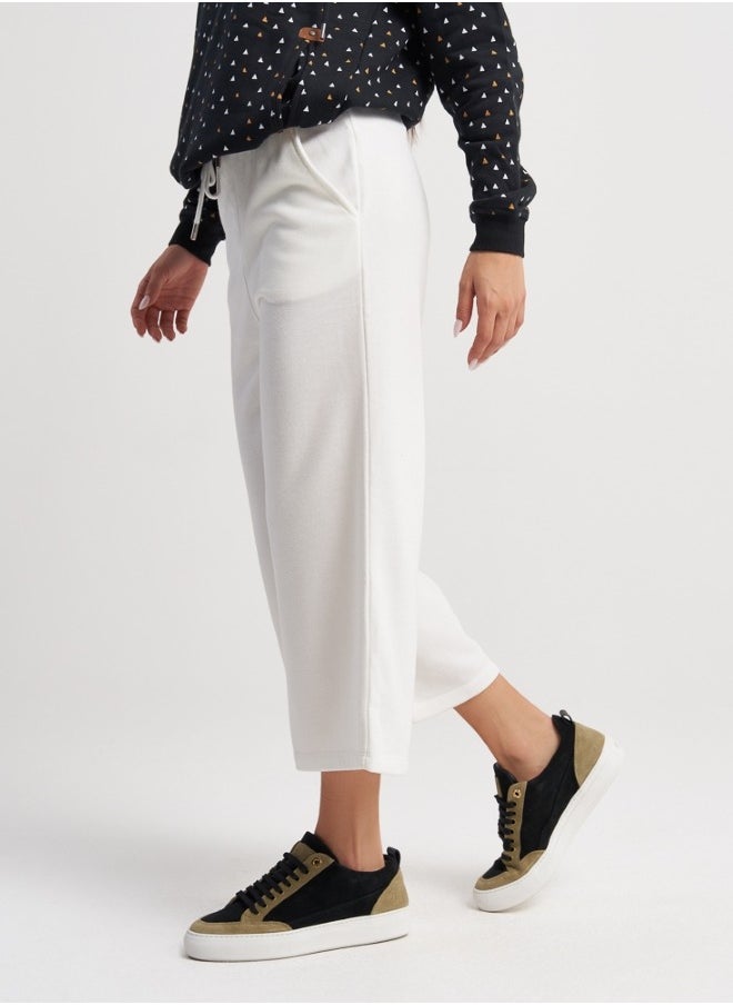 Off-White Wide-Leg Cropped Pants