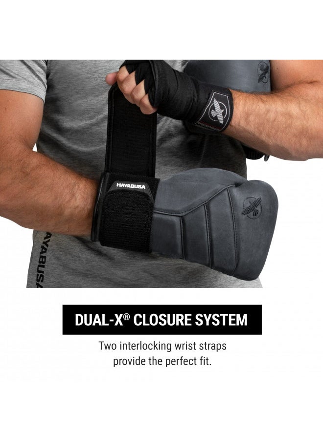 Hayabusa T3 LX Leather Boxing Gloves Men and Women for Training Sparring Heavy Bag and Mitt Work - Obsidan, 16 oz