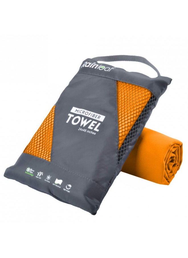 Rainleaf Microfiber Towel,Orange,24 X 48 Inches
