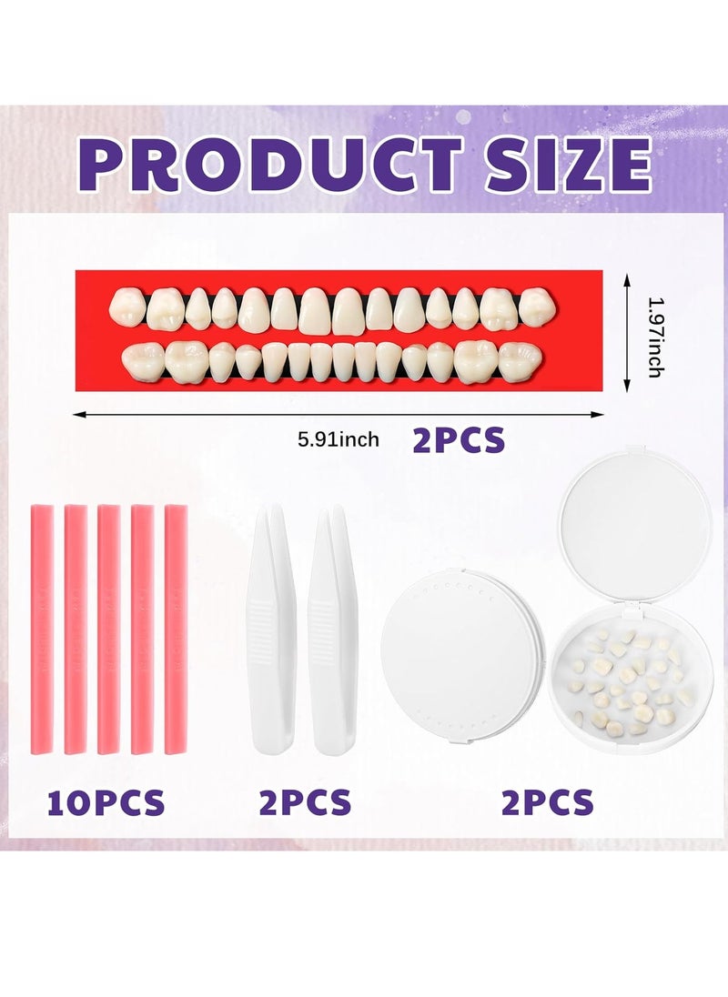 Nuanchu 70 Pcs Dentures Repair DIY Kit Synthetic Resin False Teeth Replacement Halloween Prop Tooth Teeth for Missing Teeth Make Your Own Dentures Kit Dental Education Model