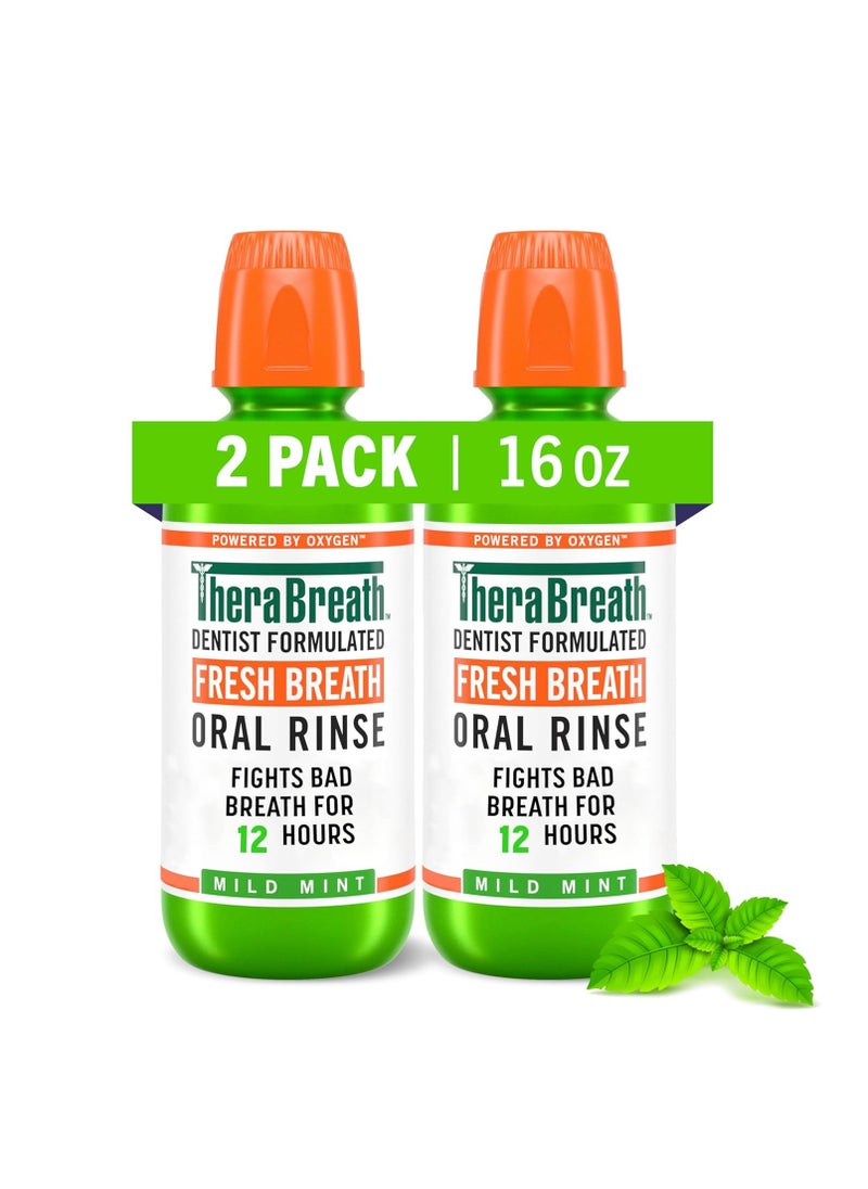 Fresh Breath Mouthwash Mild Mint Flavor Alcohol Free 16 Fl Oz 2 Pack