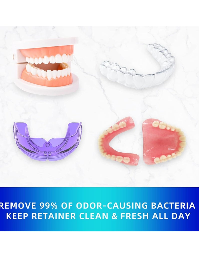 Retainer & Denture Cleaner Tablets - 4 Months Supply (120 pcs) Dental Retainers for Aligner - Mouth & Night Guards - False Teeth Whitening - Removes Odor & Plaque (120 Pcs)