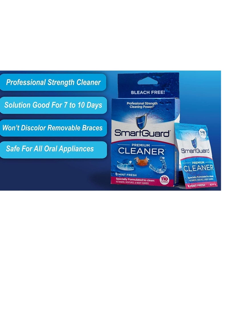 SmartGuard Premium Cleaner Crystals –(110 Cleanings)- Removes Stain, Plaque & Bad Odor from Dentures, Clear Braces, Mouth Guard, Night Guard & Retainers.