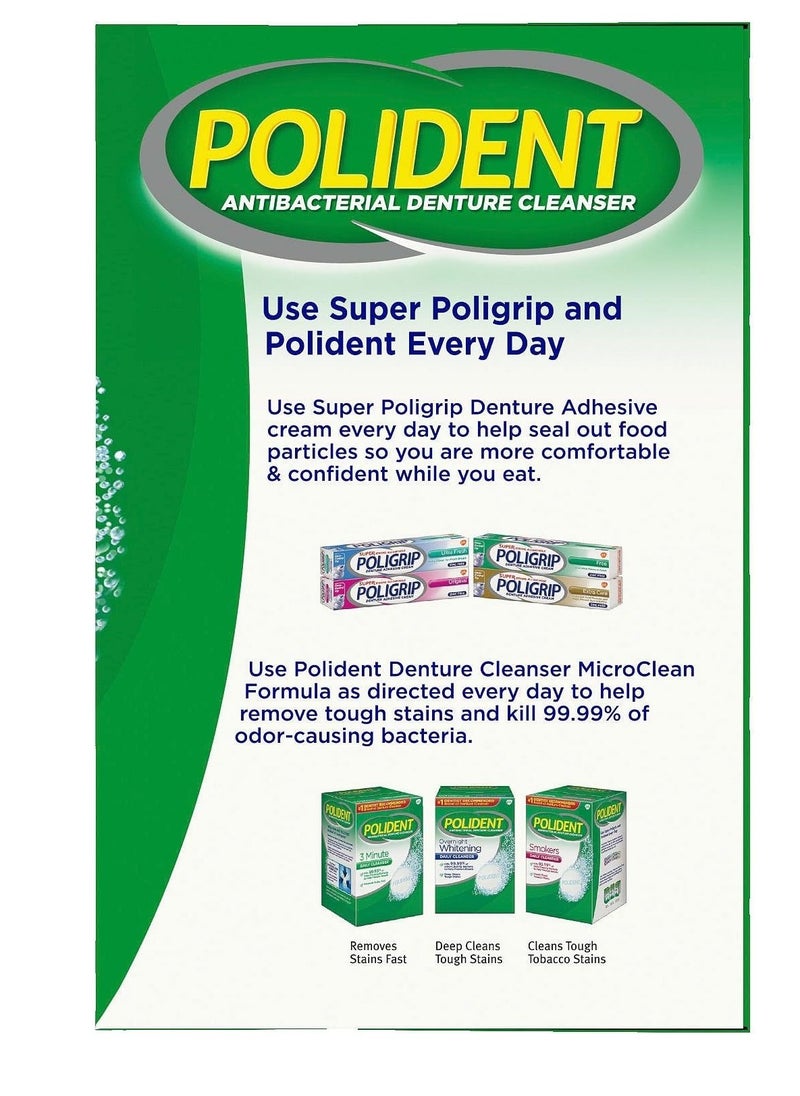 Polident 3 Minute, Antibacterial Denture Cleanser 120 ea (Pack of 2)