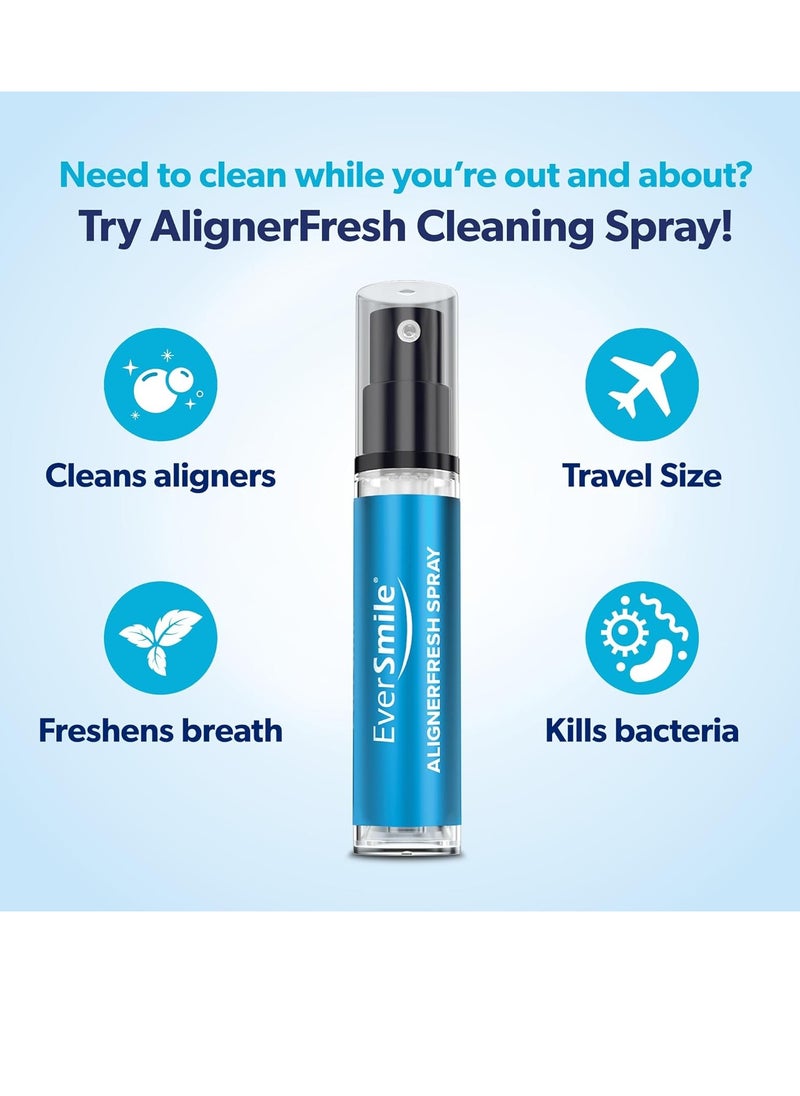 EverSmile AlignerFresh Original Clean Spray. Retainer & Invisalign Cleaner Spray - On The Go Aligner Cleaning & Teeth Whitening. Kills Bacteria & Freshens Bad Breath. Mint Flavored (2pk)