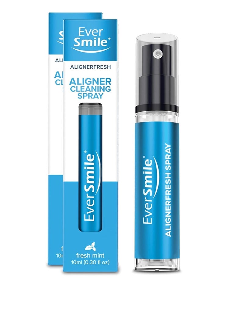 EverSmile AlignerFresh Original Clean Spray. Retainer & Invisalign Cleaner Spray - On The Go Aligner Cleaning & Teeth Whitening. Kills Bacteria & Freshens Bad Breath. Mint Flavored (2pk)