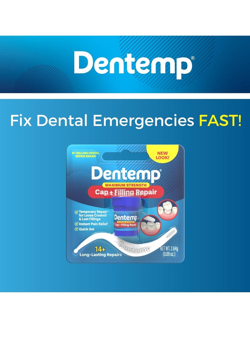 Dentemp Maximum Strength Loose Cap and Lost Filling Repair - Dental Repair Kit for Instant Pain Relief (Pack of 2)