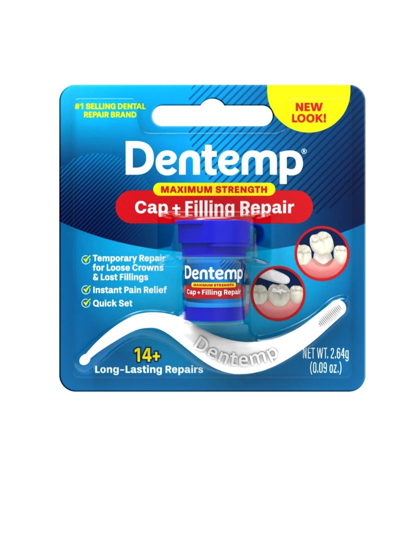 Dentemp Maximum Strength Loose Cap and Lost Filling Repair - Dental Repair Kit for Instant Pain Relief (Pack of 3)