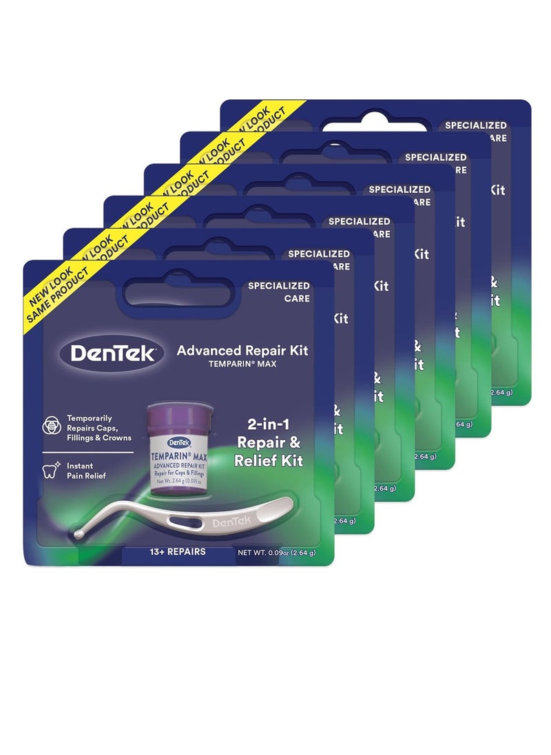 Dentek Temparin Max Repair Kit, 13+ Repairs, 2.64 Grams (Pack of 6)