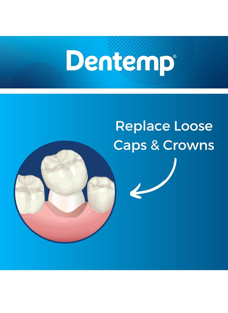 Dentemp Recap-It Cap and Crown Repair Dental Kit - Fast Acting Formula Dental Cement for Loose Caps (Pack of 3) - Temporary Cement for Crown and Bridge