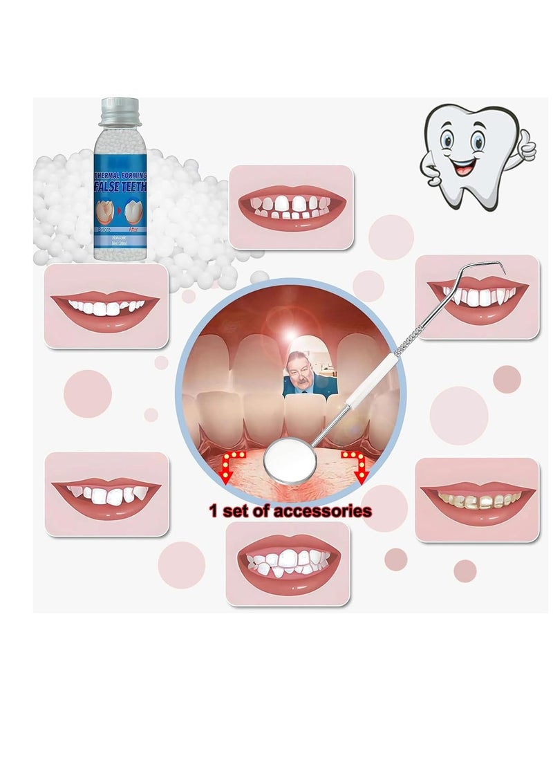 Tooth Provisional Teeth Kit, Provisional Fake Teeth Replacement Kit for Provisional Restoration of Missing & Broken Teeth Replacement Dentures, DIY Heat Fit Beads. 【30Ml -1 Bottle】