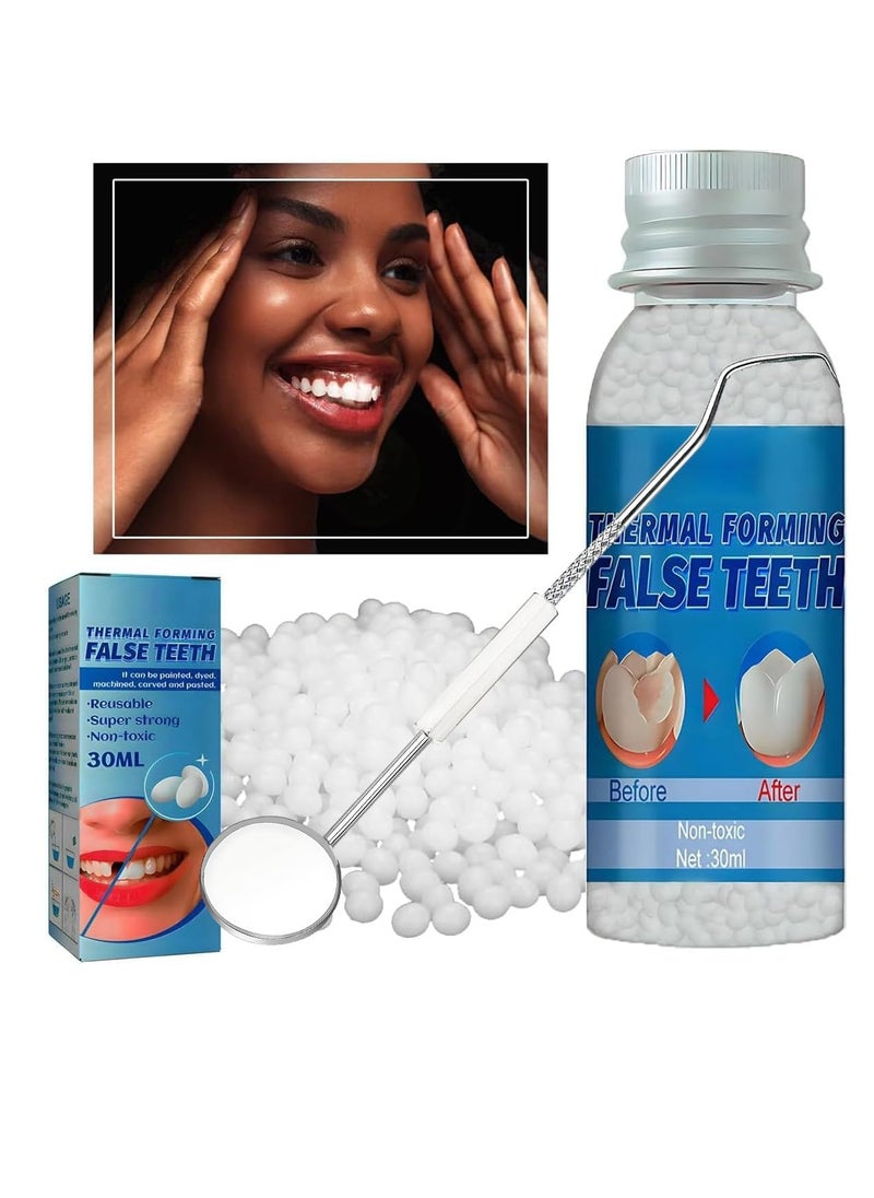 Tooth Provisional Teeth Kit, Provisional Fake Teeth Replacement Kit for Provisional Restoration of Missing & Broken Teeth Replacement Dentures, DIY Heat Fit Beads. 【30Ml -1 Bottle】