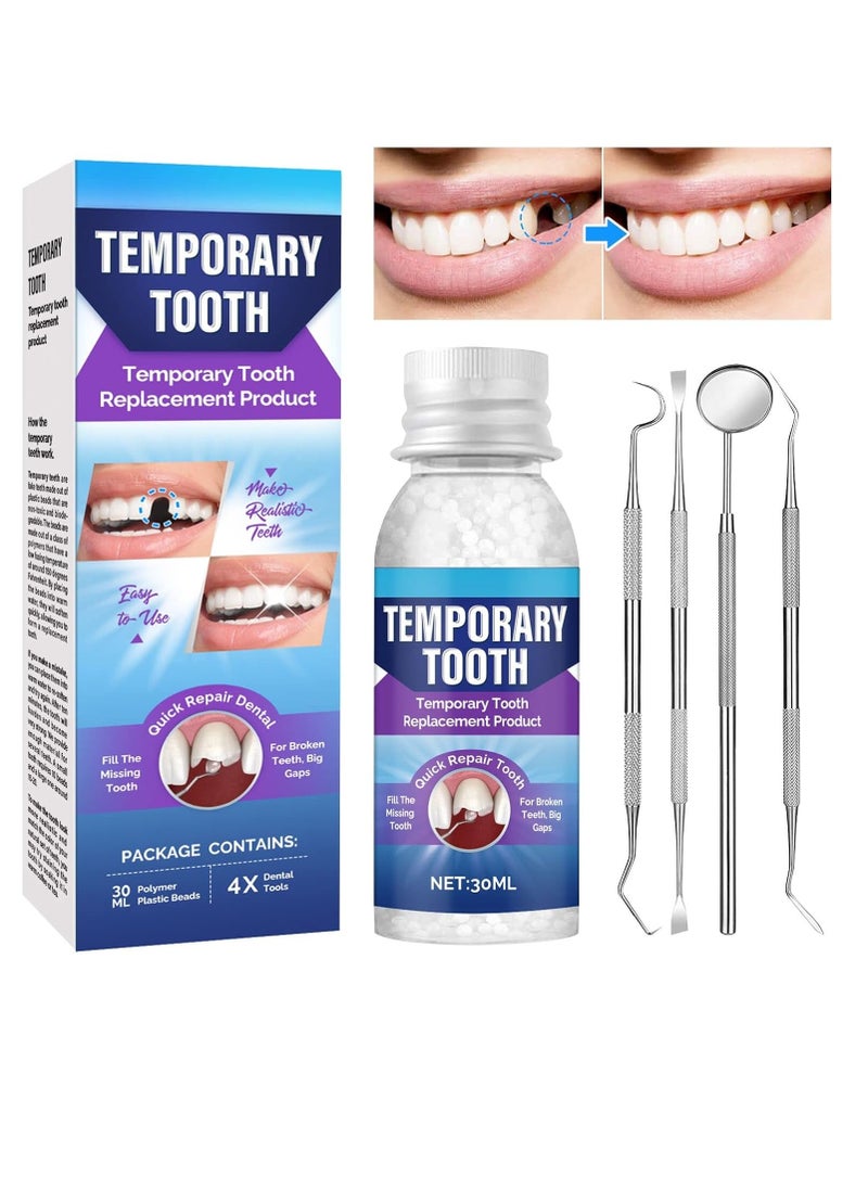 Tooth Repair Kit, Moldable Tooth Filling Repair Kit with 4 Dental Tools, Fake Teeth DIY at Home, Fixing Missing & Broken Tooth Replacements for Men Women