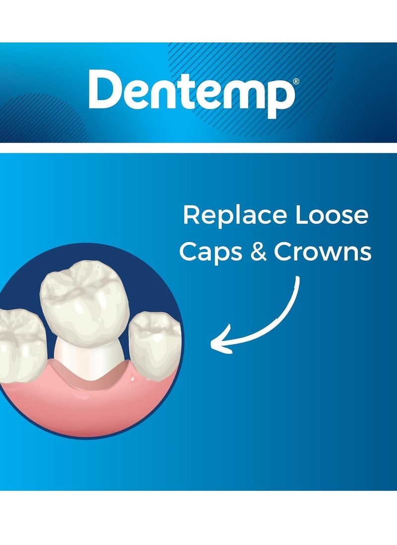 Dentemp Recap-It Cap and Crown Repair Dental Kit - Fast Acting Formula Dental Cement for Loose Caps (Pack of 1) - Temporary Cement for Crown and Bridge