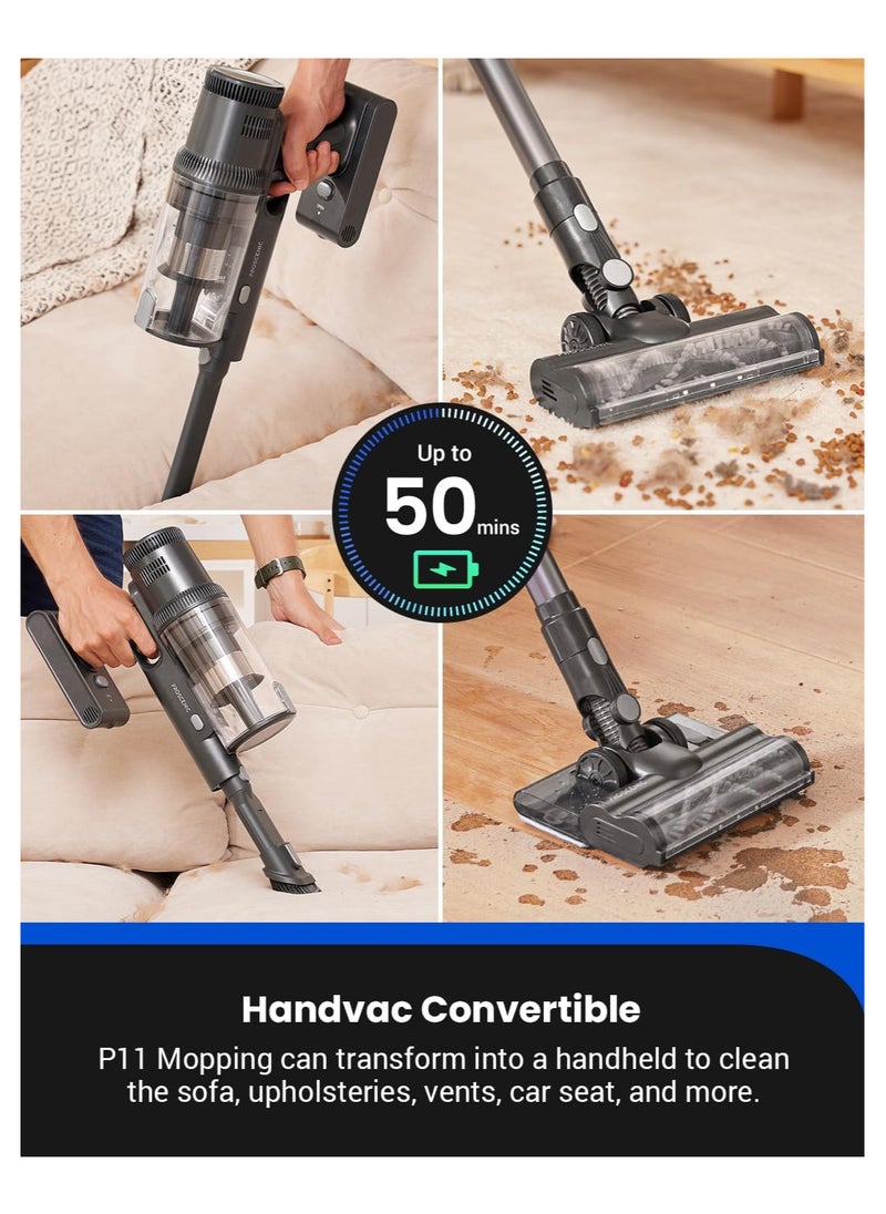 P11 Mopping Cordless Vacuum Cleaners for Home, 35Kpa Stick Vacuum Cleaner With Wet Mop Combo,Touch Screen, Vacuum Equipped 5-Stage Filtration System, Hardwood Floor Vacuum for Pet Hair, Car