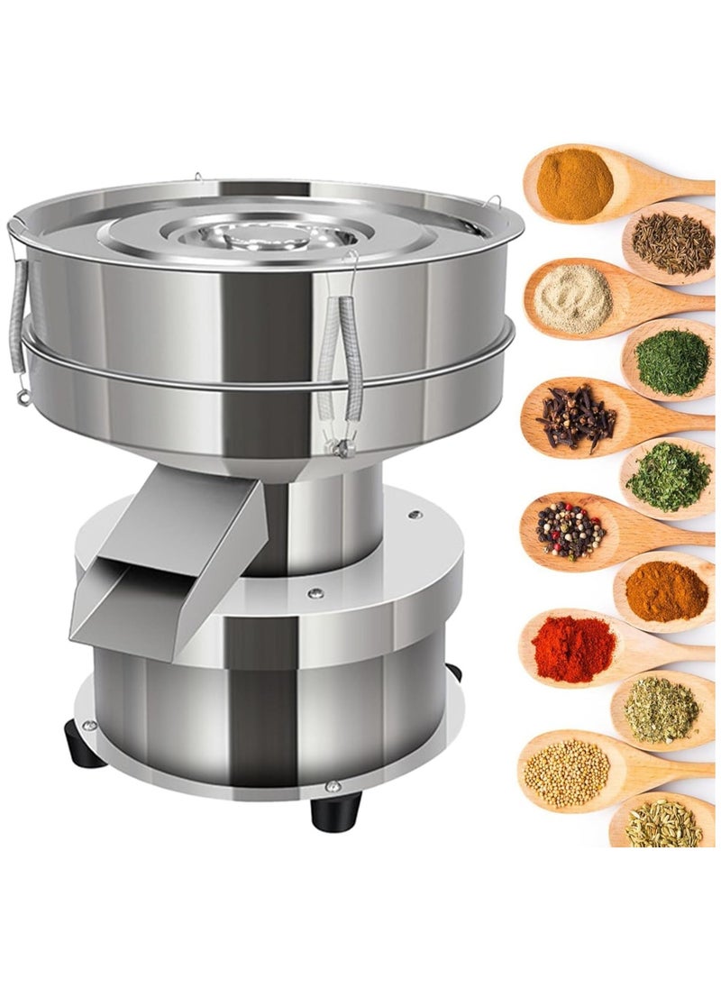 LETWOO 90W Electric Vibrating Sieving Machine Automatic Sieve Shaker Stainless Steel Sifter Shaker Machine 200 Mesh 250 Mesh 300 Mesh Flour Sifter 1400-1680 MIN for Powder Particles Liquid