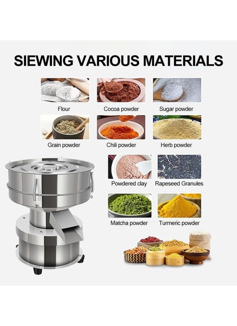 LETWOO 90W Electric Vibrating Sieving Machine Automatic Sieve Shaker Stainless Steel Sifter Shaker Machine 200 Mesh 250 Mesh 300 Mesh Flour Sifter 1400-1680 MIN for Powder Particles Liquid