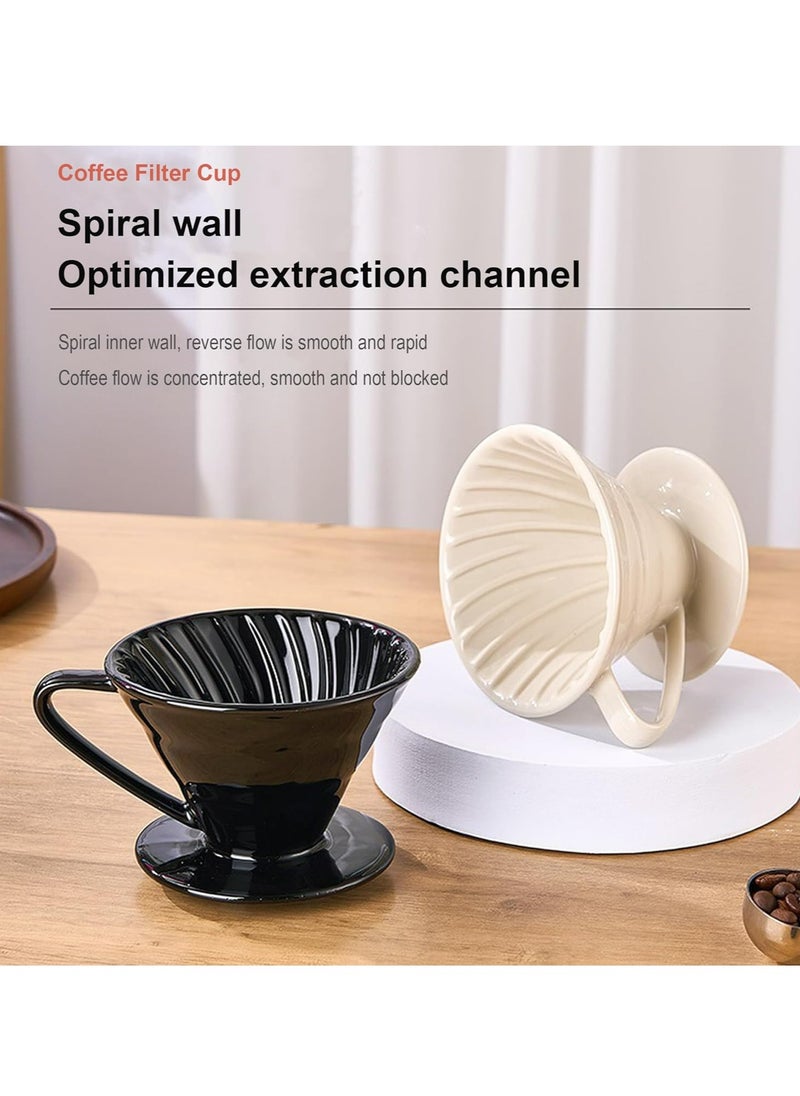 Pour Over Ceramic Coffee Dripper-V60/V02,For Home, Cafe, Restaurants (Cream White)