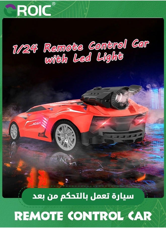 Remote Control Car,High Speed RC Car 1/24 Scale Race Supercar Vehicle with Spray Steam,LED Light,RC Racing