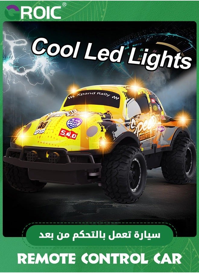 Giociiol Remote Control Car, 1/24 Scale Light Up Racing Car Toys, RC for Kids with Cool Led Lights, Hobby Cars Toys,Wireless Off-road Vehicle,Cool Graffiti Drift