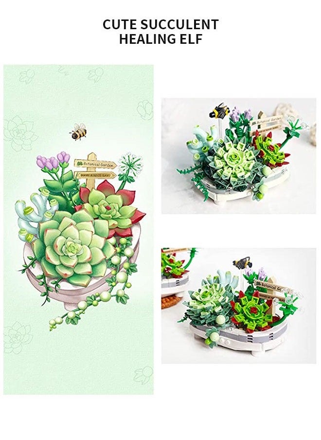 389 PCS Plant Flower Building Block, Bonsai Model Creative DIY Simulation Succulent Artificial Flowers Brick Toys for Home Decoration, Kids Party Supplies, Birthday Favors