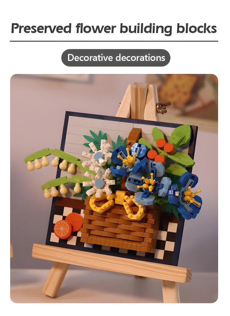 Flower 3D Picture Decorations Painting Building Blocks Artificial Flowers Toy Kit,Unique Home Decor Creative Toys,Assembly Toys