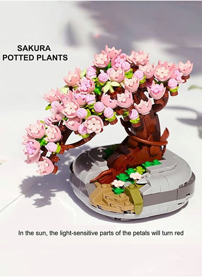 426PCS Plant Sakura Building Block,Bonsai Model Creative DIY Simulation Succulent Flower Artificial Flowers Botanical Construction Brick Toys for Home Decoration,Kids Party Supplies, Birthda