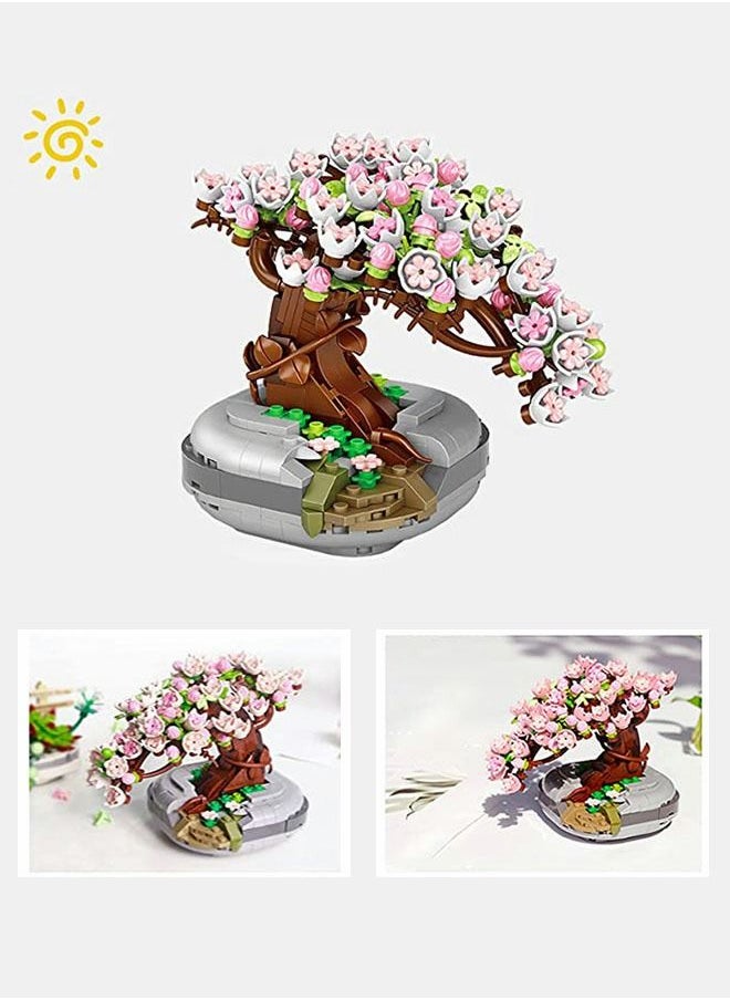 426PCS Plant Sakura Building Block,Bonsai Model Creative DIY Simulation Succulent Flower Artificial Flowers Botanical Construction Brick Toys for Home Decoration,Kids Party Supplies, Birthda