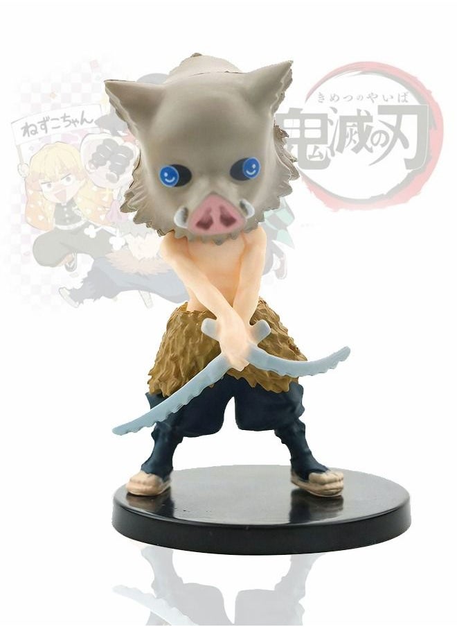 6 Pieces of Demon Slayer Statue Figure with Bases Collectible Action Model Set Car Decoration Cake Tanjirou Nezuko Zenitsu Agatsum Giyu Tomioka Shinobu Kocho