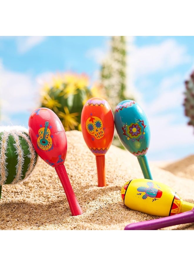 JOYIN 24 Pcs Cinco De Mayo Mini Wooden Maracas Musical Fun Party Favors for Birthday Party Favors, Mexican Fiesta Decorations, Luau Photo Props, Carnivals Event, Taco Tuesday