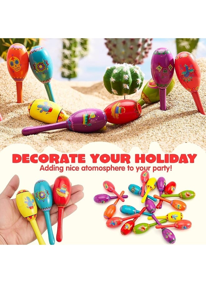 JOYIN 24 Pcs Cinco De Mayo Mini Wooden Maracas Musical Fun Party Favors for Birthday Party Favors, Mexican Fiesta Decorations, Luau Photo Props, Carnivals Event, Taco Tuesday