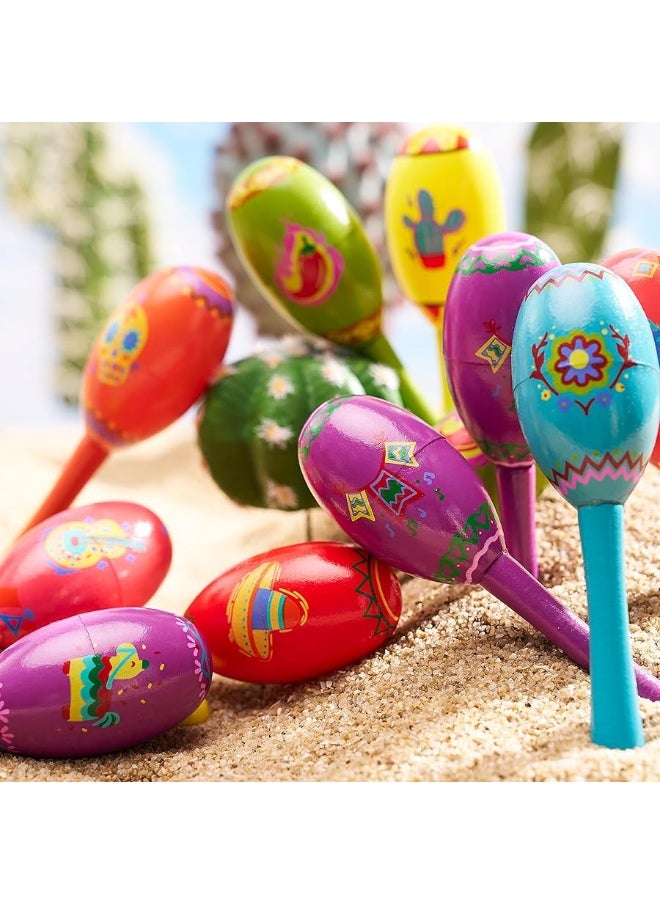 JOYIN 24 Pcs Cinco De Mayo Mini Wooden Maracas Musical Fun Party Favors for Birthday Party Favors, Mexican Fiesta Decorations, Luau Photo Props, Carnivals Event, Taco Tuesday