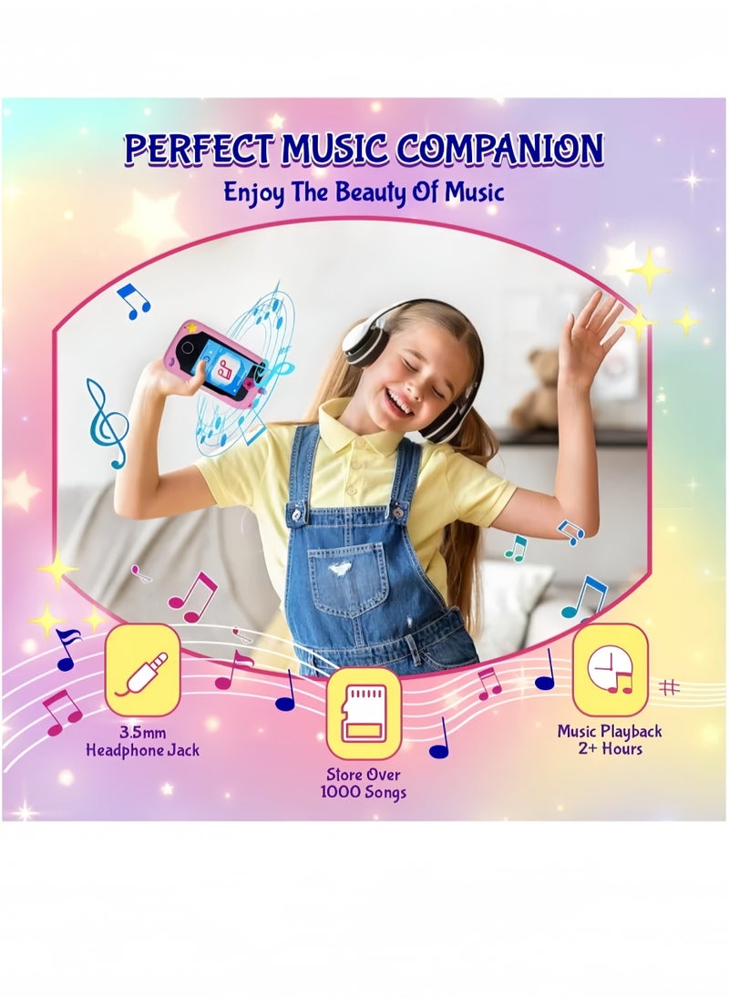 Kids Smart Phone Toys for Girls Ages 3-8 Toddler Play Travel Toys with Dual Camera Educational Learning Games Puzzles MP3 Music Player Birthday Gifts for Kids Girls 3 4 5 6 7 8 Year Old,  Multicolour ( 12*6.5*1.9cm )