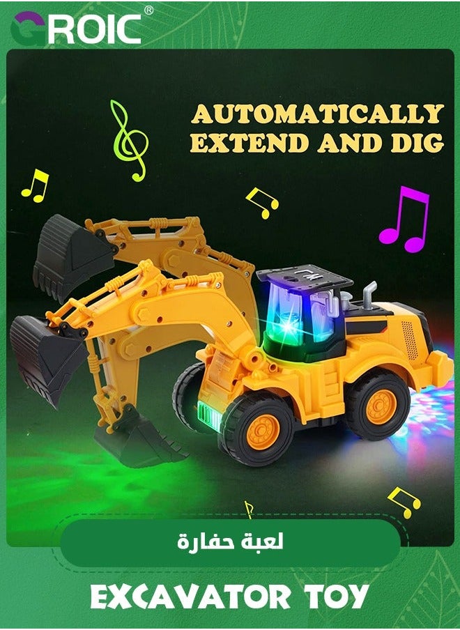 Excavator Truck Kids Toys,Digger with Electric Universal Wheel Children Car Toys Light and Music,Electric Excavator,Electric Engineering Vehicle Toy