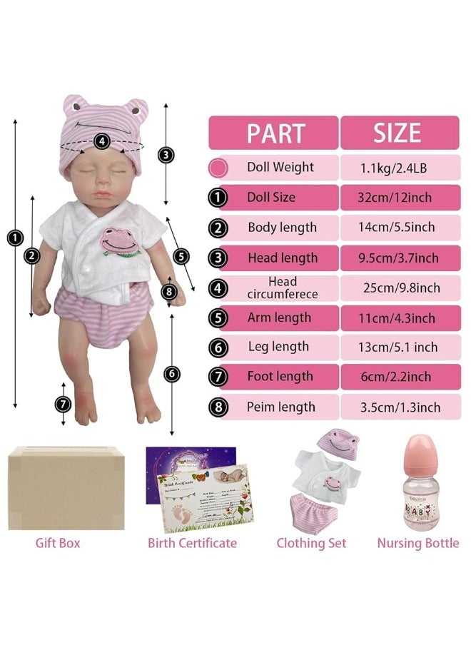 OtardDolls 33cm Full Body Solid Full Silicone Loulou Girl Reborn Dolls Lifelike Handmade Painted Reborn Dolls Gift for Kids