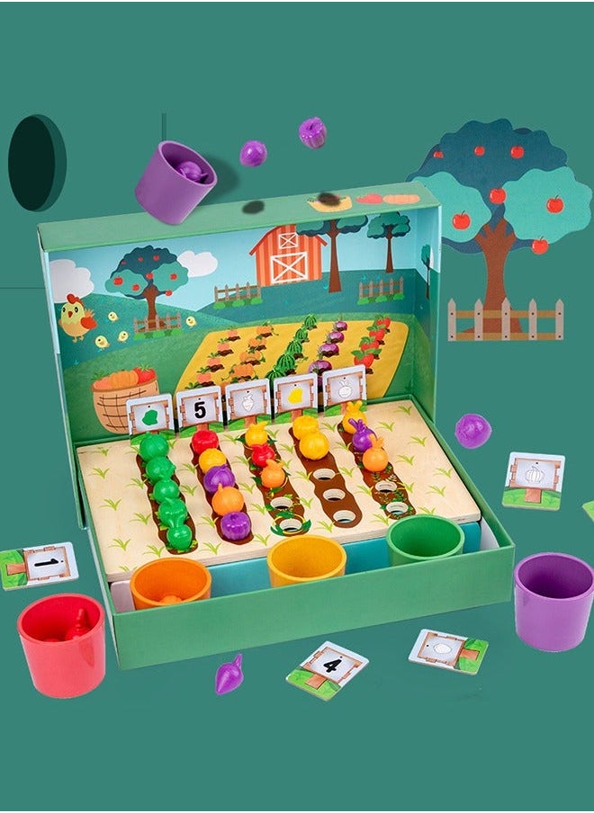 Fruits and Veggie Farm Sorting Set, Color Sorting, Food Game, Counting Toys for Kids