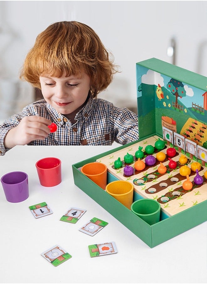 Fruits and Veggie Farm Sorting Set, Color Sorting, Food Game, Counting Toys for Kids