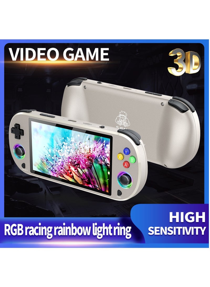 M22PRO 5-Inch Ultra HD 3D Arcade Console with RGB Racing Rainbow Light Effects, 64GB Memory, Supports PS1 Games & Gamepad（Grey）