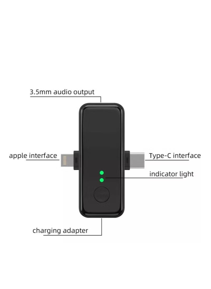 3-in-1 Wireless Microphone for iPhone & Type-C Devices – Dual Mic System for Clear Audio Recording and Streaming