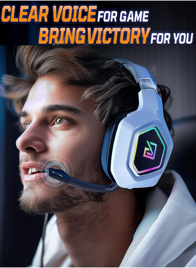 Garlo Wireless Gaming Headset with 7.1 Surround Sound & 60H+ Hrs, 2.4GHz/Wired/Bluetooth Gaming Headphones with USB and Type-c, RGB Over Ear Headphones for Pc, Ps4, Ps5, Switch, Laptop, Mobile, Mac
