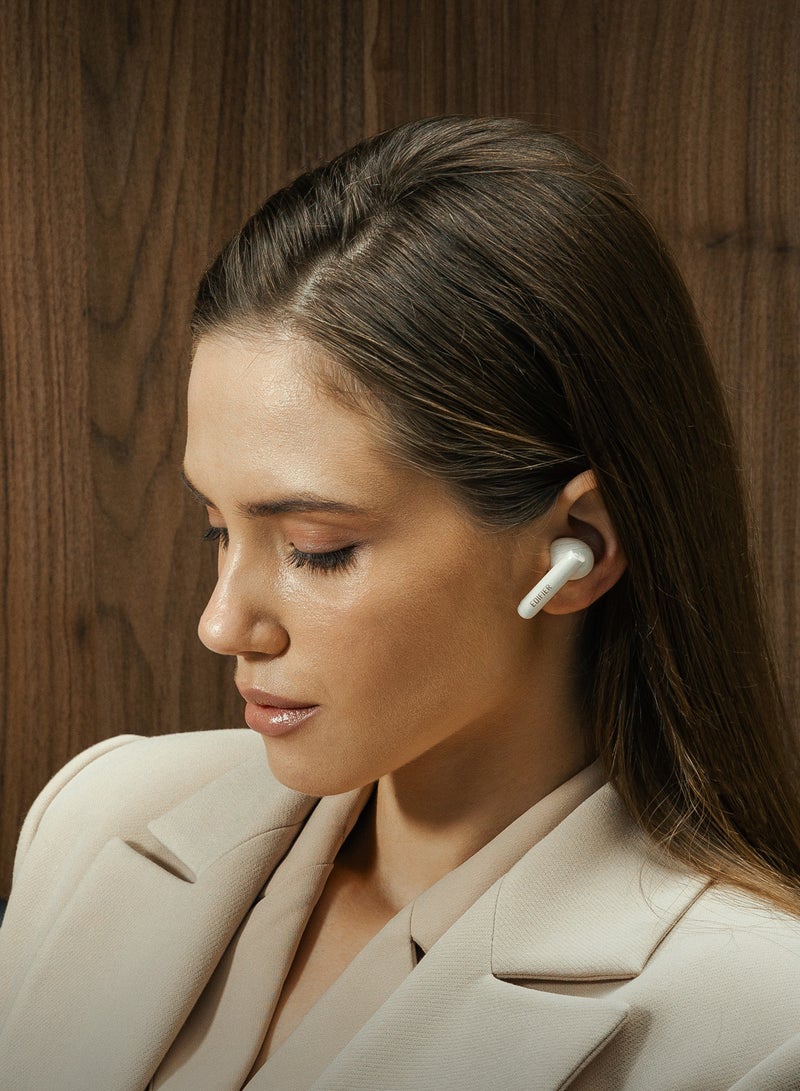 X5 Pro Active Noise Cancelling Bluetooth Earbuds – 31H Playtime, AI-Enhanced Calls, Fast Charge, IP55 Waterproof, Powerful Bass, Low Latency Mode - Pro Ivory